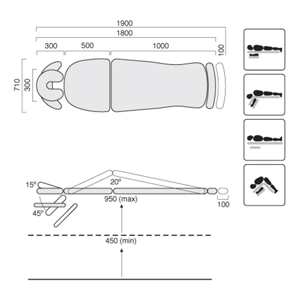 Healthtec SX Contour Massage Table With Mid-Lift & Castors - Image 2
