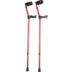 Double Adjustable Elbow Crutches With Anatomical Grip Adult [Rocket Red]
